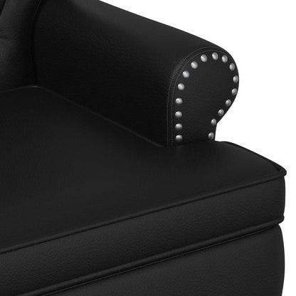Button Tufted Loveseat Black Faux Leather | HomeAndLiving - 6