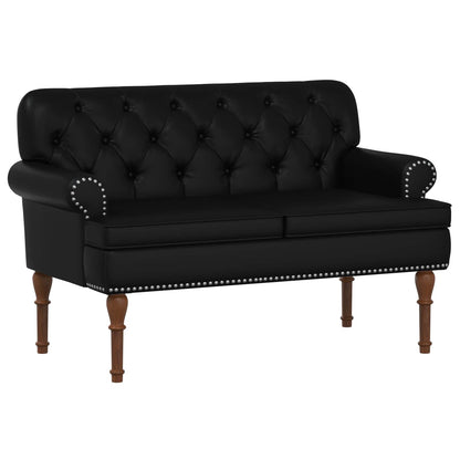 Button Tufted Loveseat Black Faux Leather | HomeAndLiving - 2