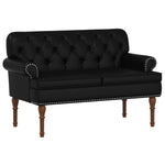 Button Tufted Loveseat Black Faux Leather | HomeAndLiving