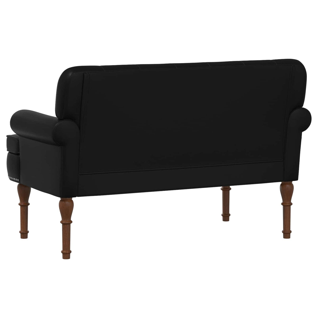 Button Tufted Loveseat Black Faux Leather | HomeAndLiving - 5