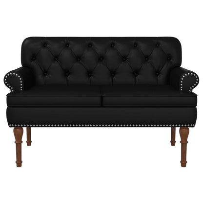 Button Tufted Loveseat Black Faux Leather | HomeAndLiving - 3