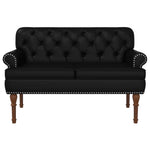 Button Tufted Loveseat Black Faux Leather | HomeAndLiving