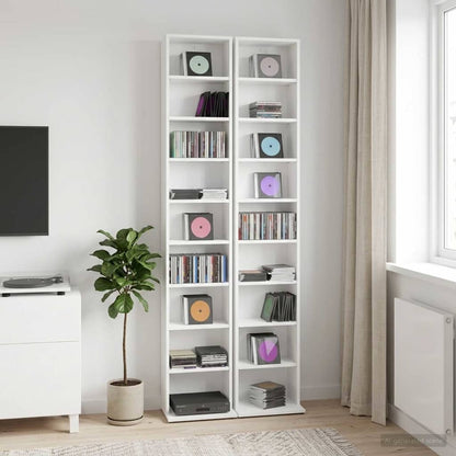 Media Cabinet White Engineered 33 cm x 23.5 cm x 175 cm