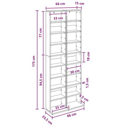 Media Cabinet White Engineered 33 cm x 23.5 cm x 175 cm