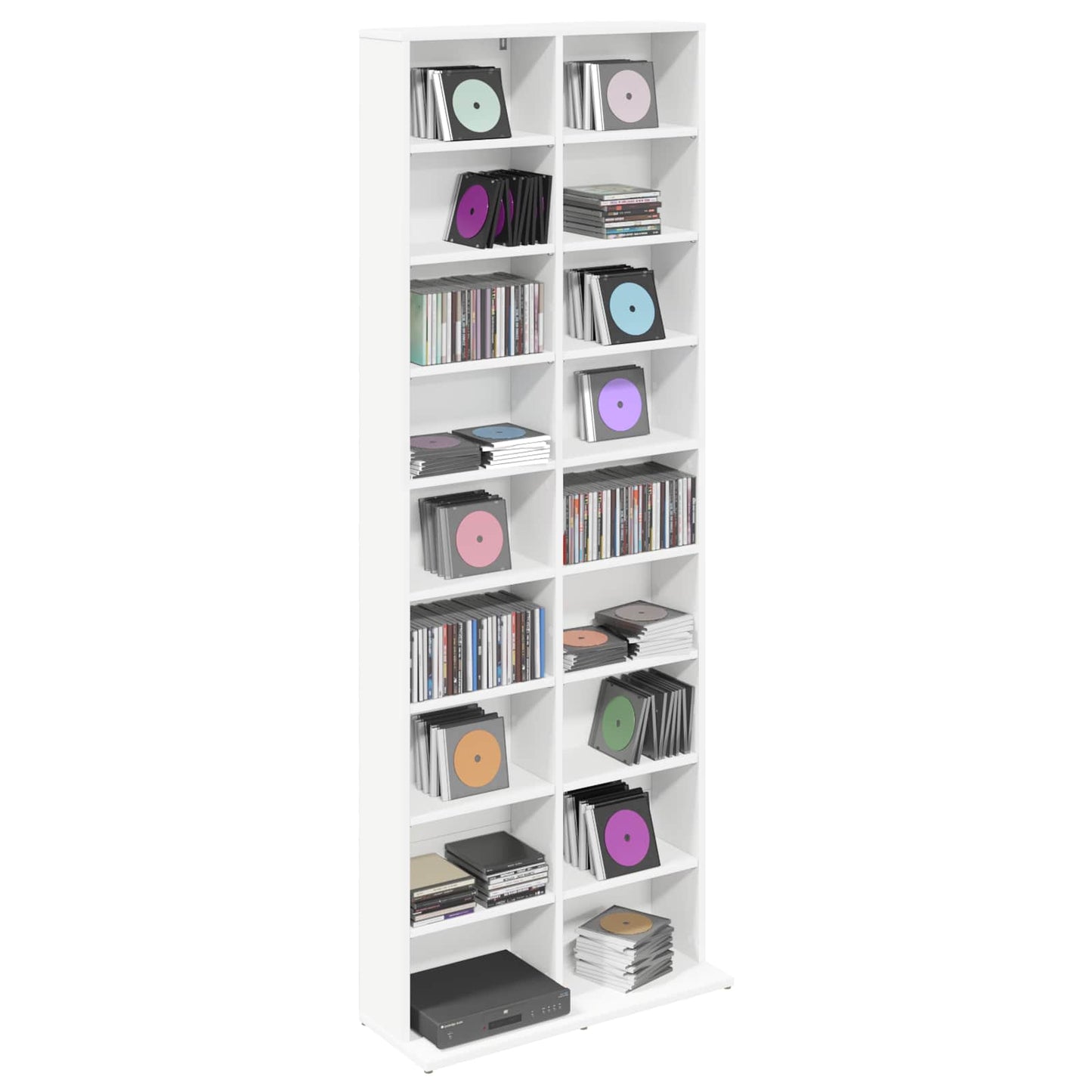 Media Cabinet White Engineered Wood 65 cm x 23.5 cm x 175 cm