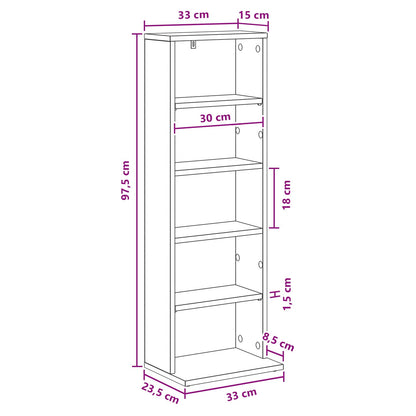 Media Cabinet White Engineered Wood 33 cm x 23.5 cm x 97.5 cm