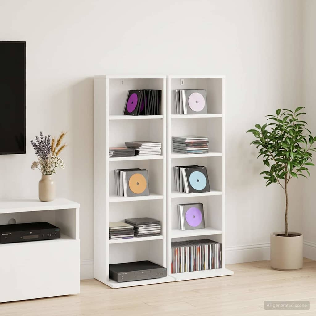 White Cd Cabinet Storage 33 cm x 23.5 cm x 97.5 cm