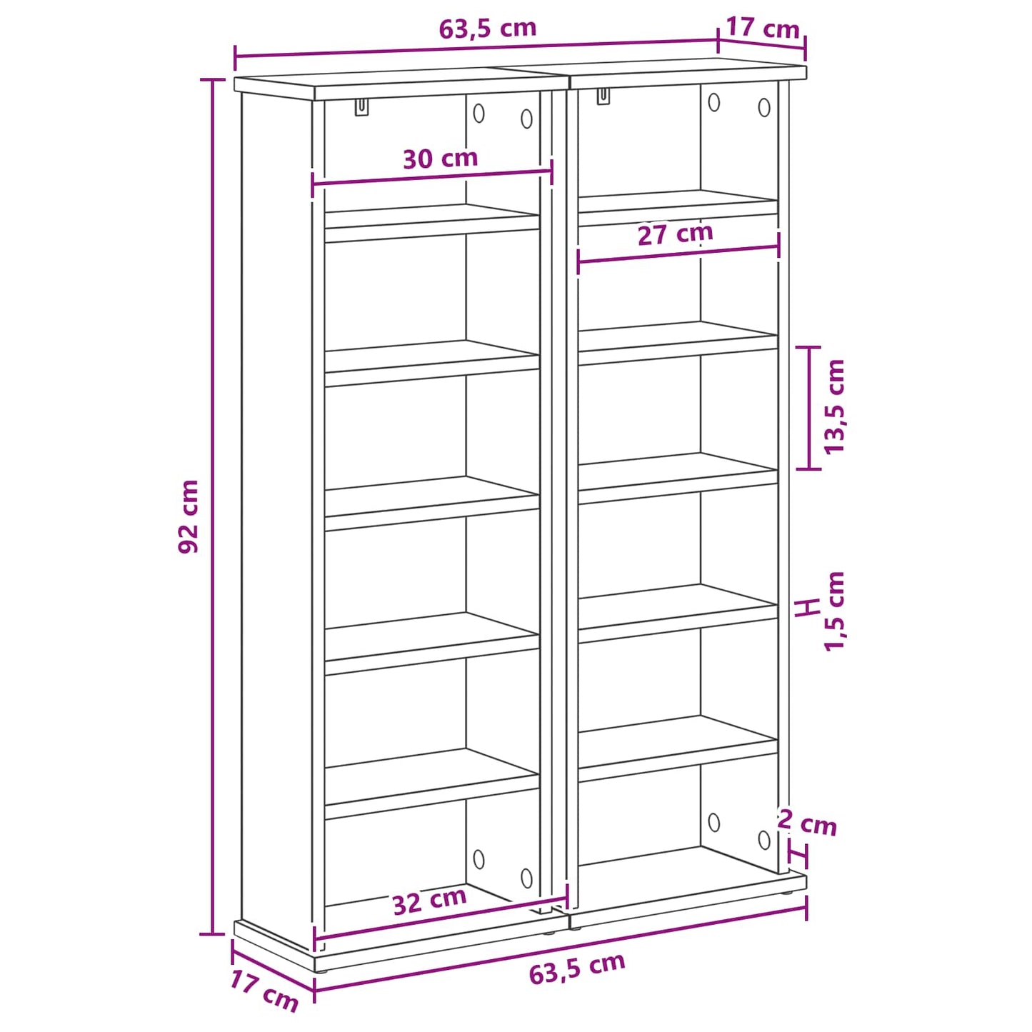 Media Cabinet White Engineered Wood 32 cm x 92 cm