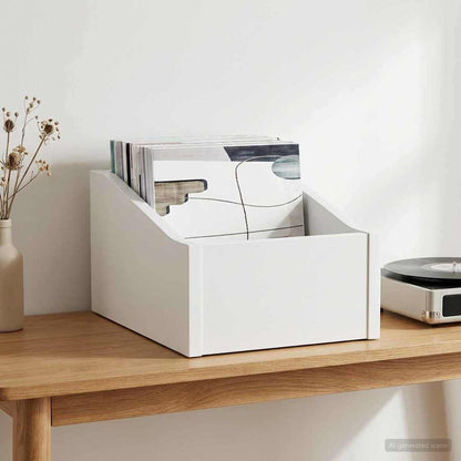 Record Box White Engineered Wood 23x33x16cm