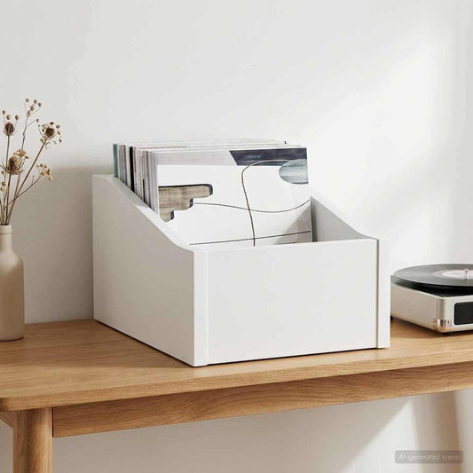 Record Box White Engineered Wood 23x33x16cm