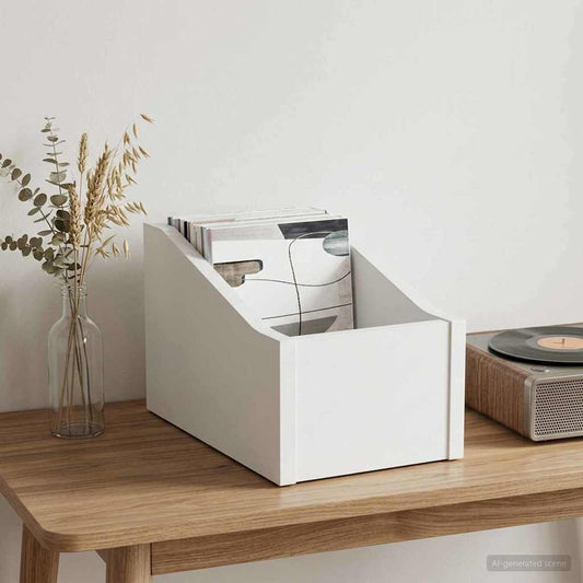 Record Box White Engineered Wood 18x32x18cm