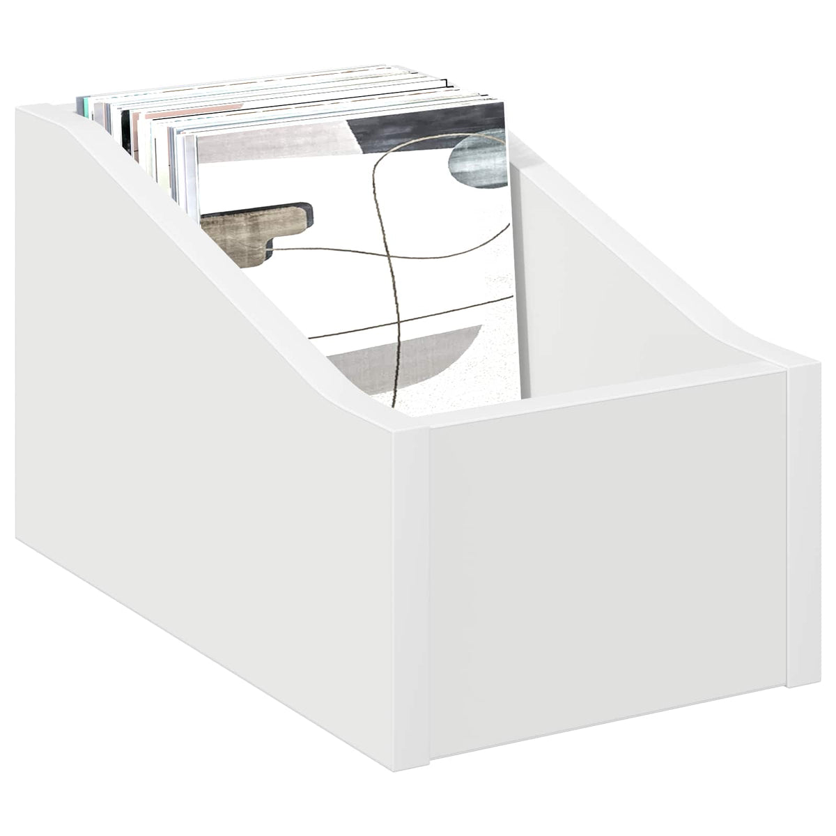 Record Box White Engineered Wood 18x32x18cm