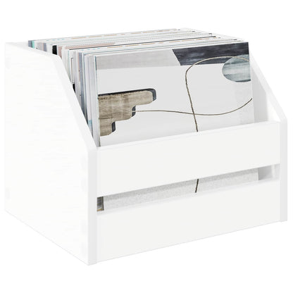 Vinyl Record Box White Engineered Wood 38x30x29cm