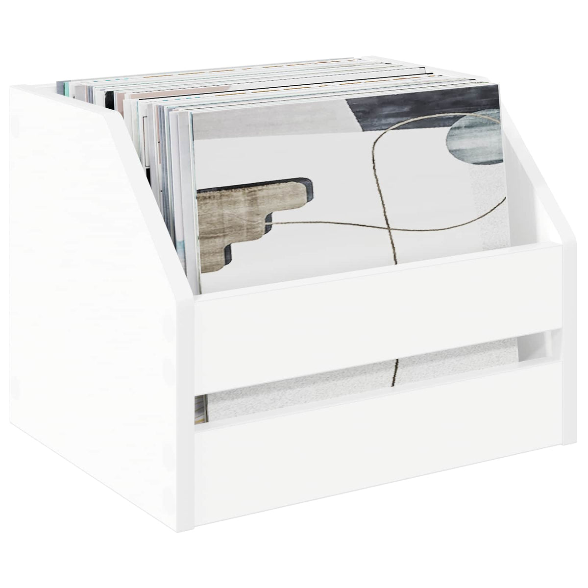 Vinyl Record Box White Storage 38x30x29cm
