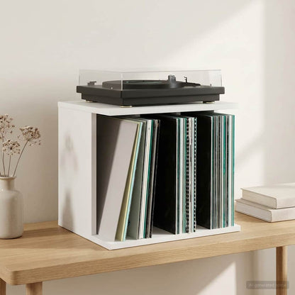 Vinyl Record Storage White Engineered 42 cm x 36 cm