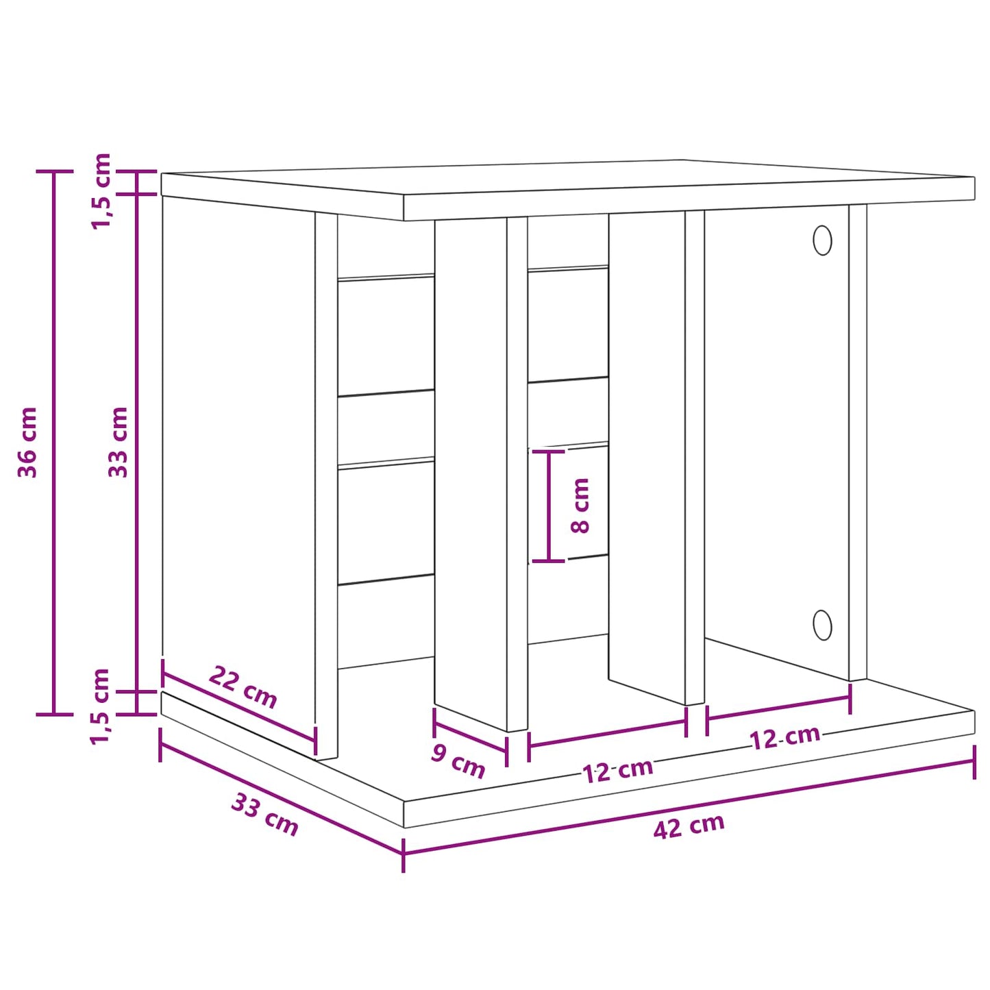 Vinyl Record Storage White Engineered 42 cm x 36 cm