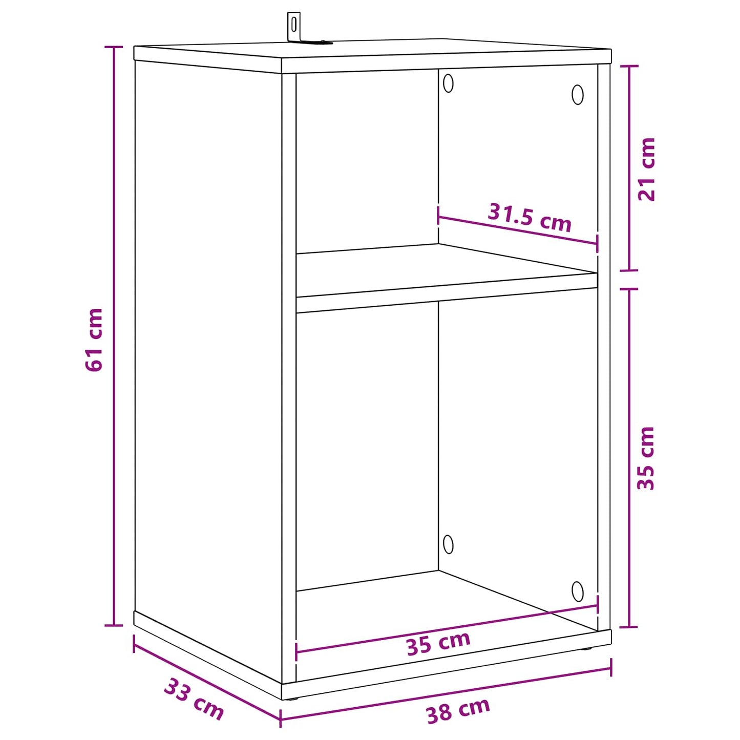 Record Cabinet White Engineered 38 cm x 61 cm