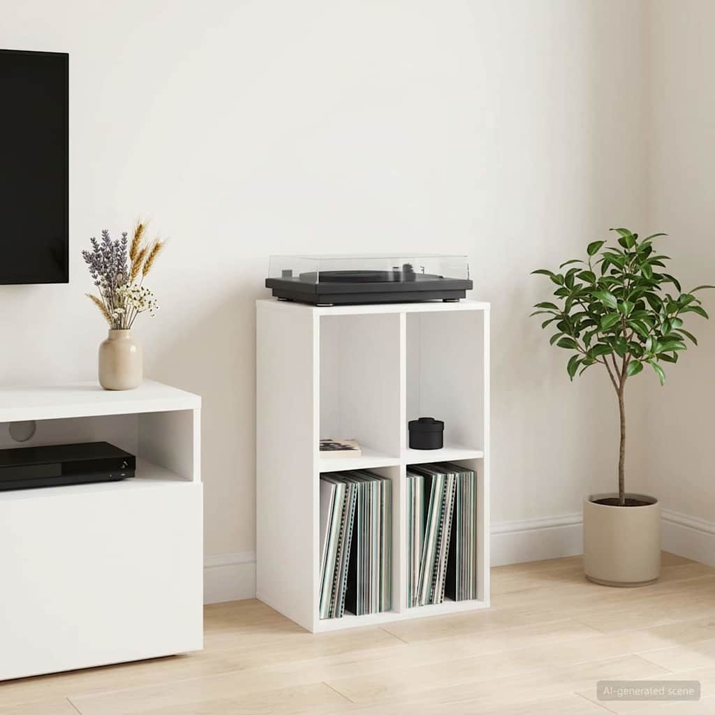 Record Cabinet White Engineered 44.5 cm x 74.5 cm