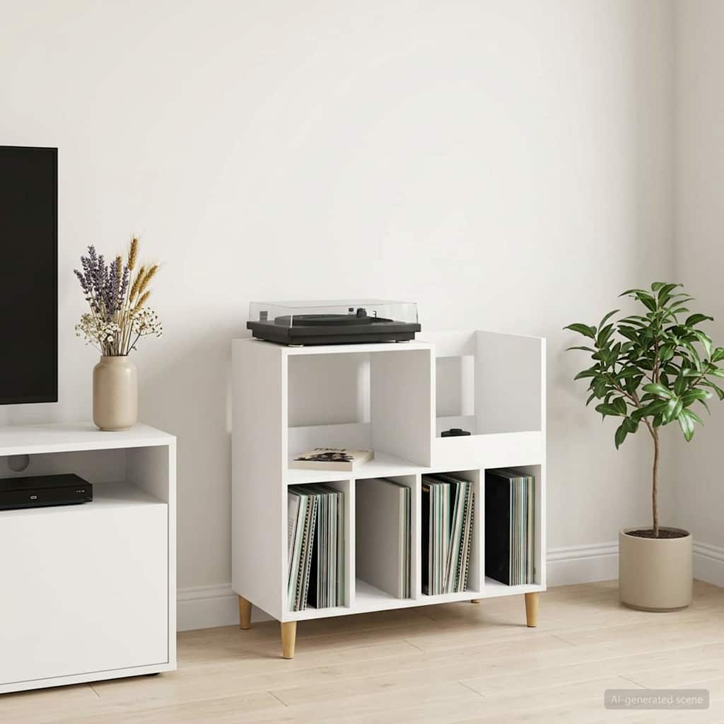 Record Player Stand White Engineered 82 cm x 82.5 cm