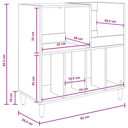 Record Player Stand White Engineered 82 cm x 82.5 cm