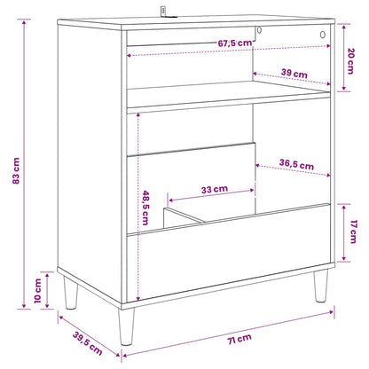 Record Player Stand White Wood 71 cm x 83 cm