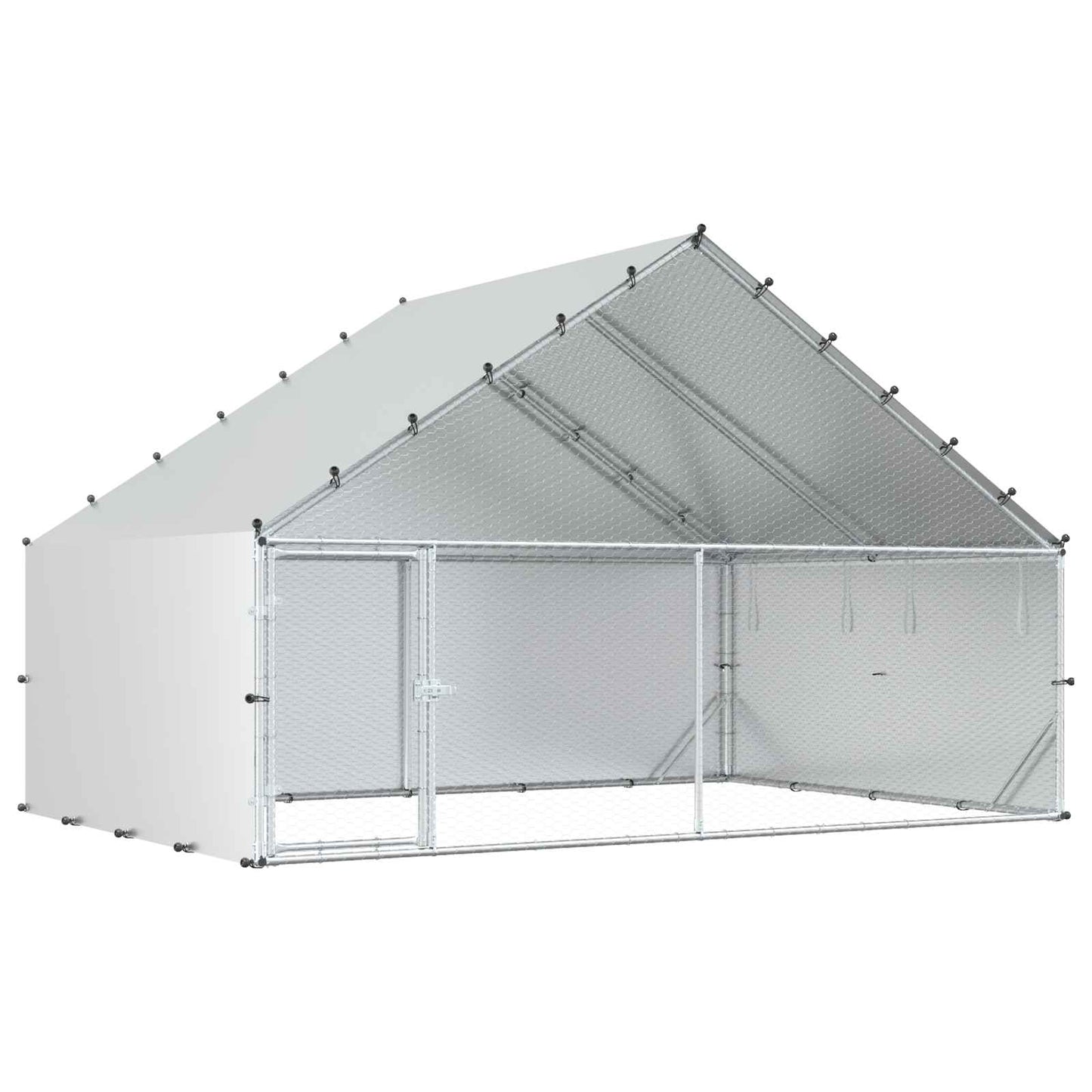 Chicken Coop Silver Galvanised 300 cm x 200 cm x 190 cm