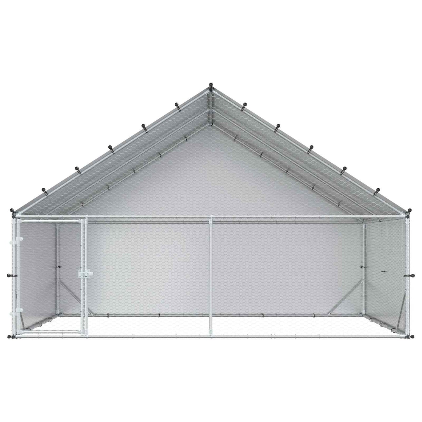 Chicken Coop Silver Galvanised 300 cm x 200 cm x 190 cm