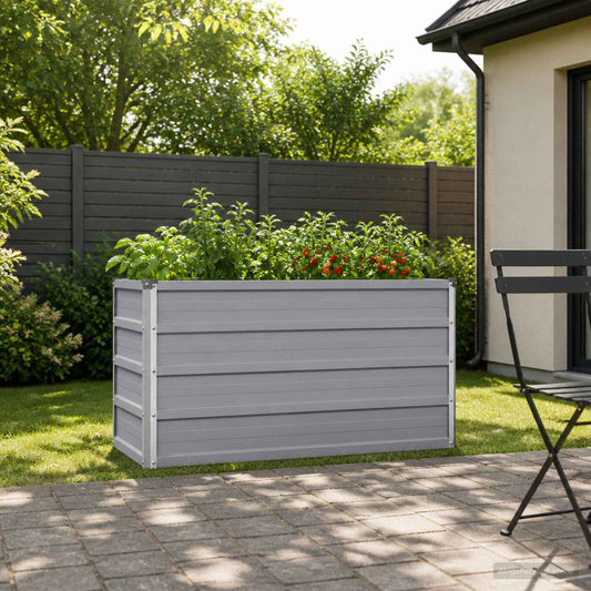 Grey Steel Raised Garden Bed 100x40x55cm