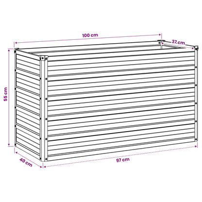 Grey Steel Raised Garden Bed 100x40x55cm