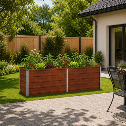 Raised Garden Bed Rusty Steel 160x40x55cm