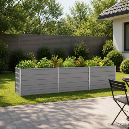 Grey Steel Raised Garden Bed 240x40x55cm