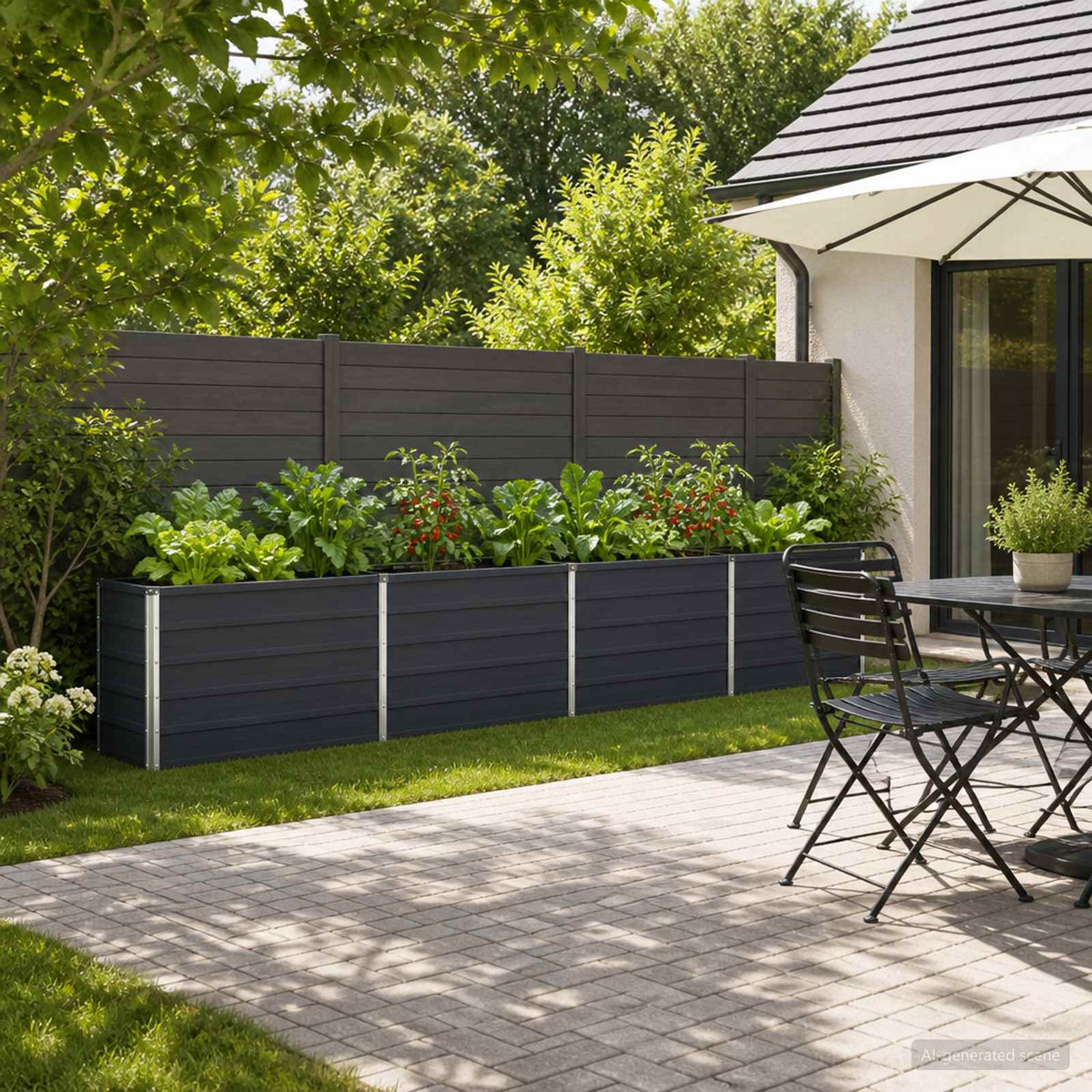Garden Bed Anthracite Steel 320x40x55cm