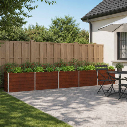 Raised Garden Bed Rusty Steel 400x40x55cm