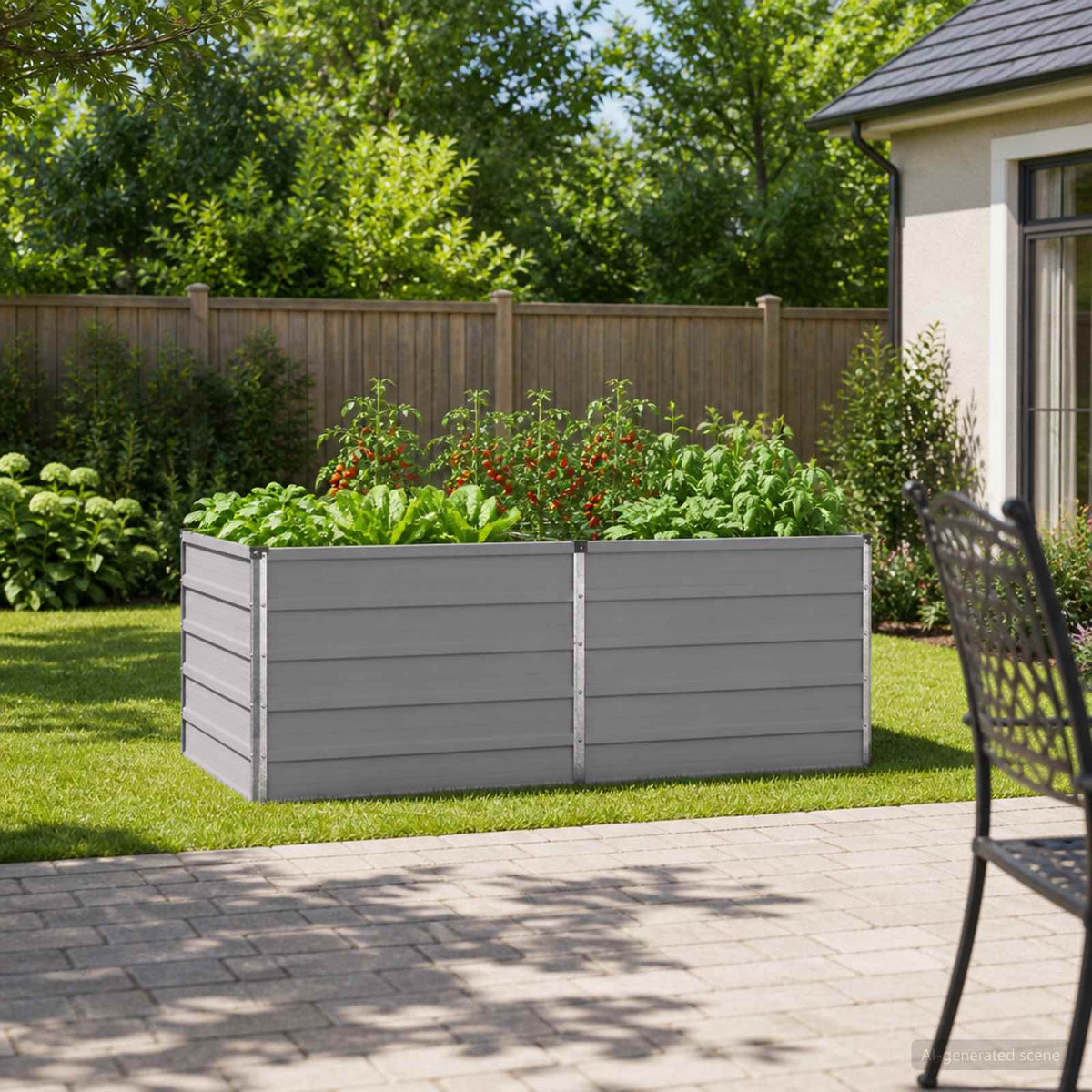 Grey Steel Raised Garden Bed 160x80x55cm