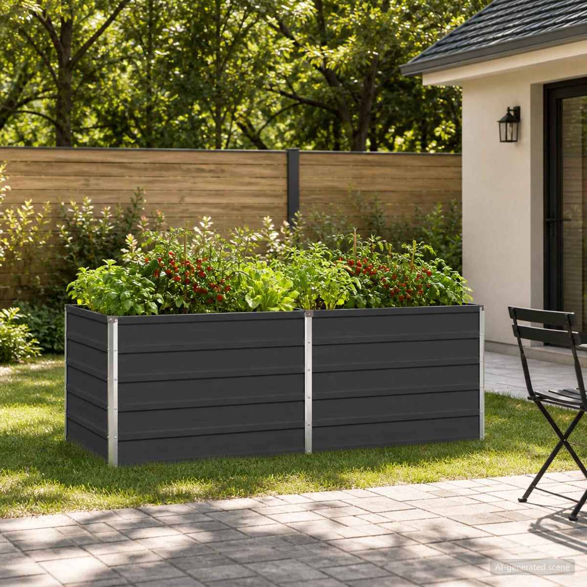 Steel Raised Garden Bed Anthracite 160x80x55cm