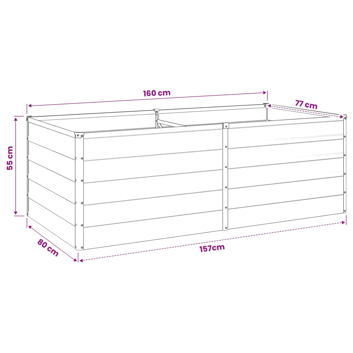 Steel Raised Garden Bed Anthracite 160x80x55cm