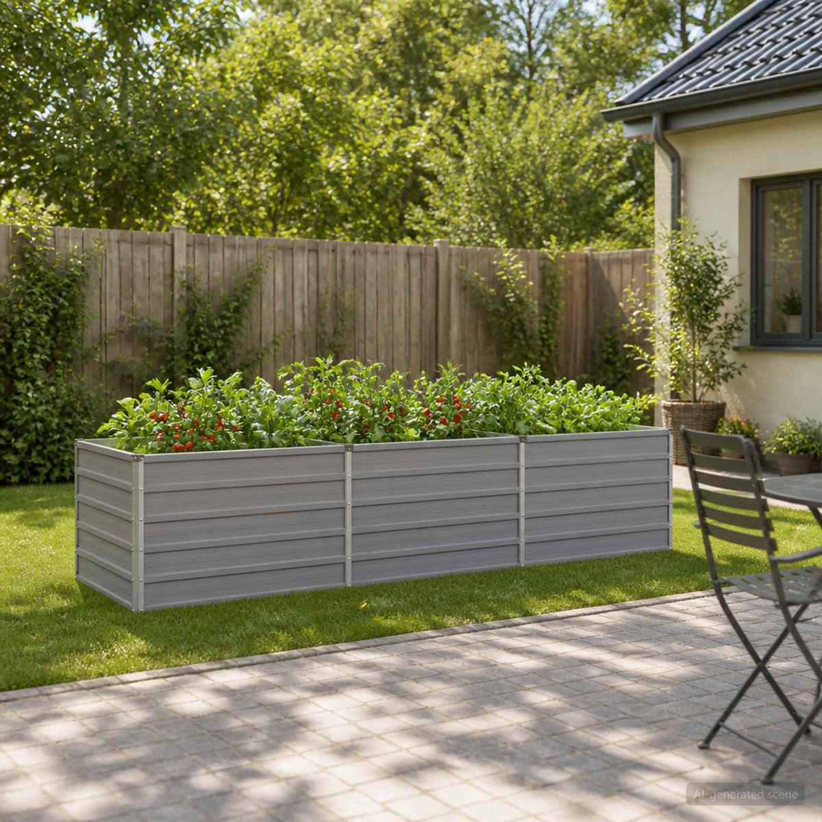 Grey Steel Raised Garden Bed 240x80x55cm