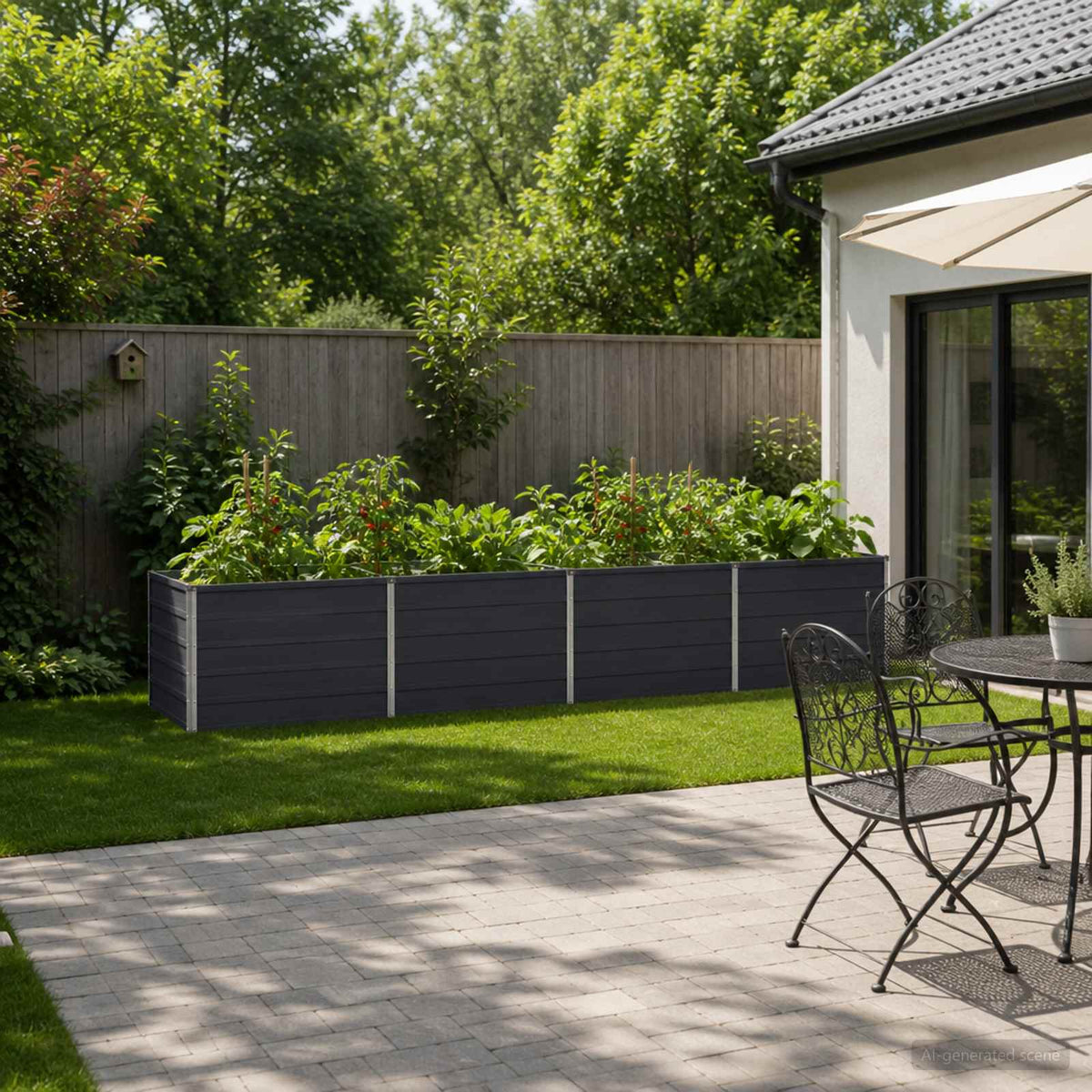 Raised Garden Bed Anthracite Steel 320x80x55cm