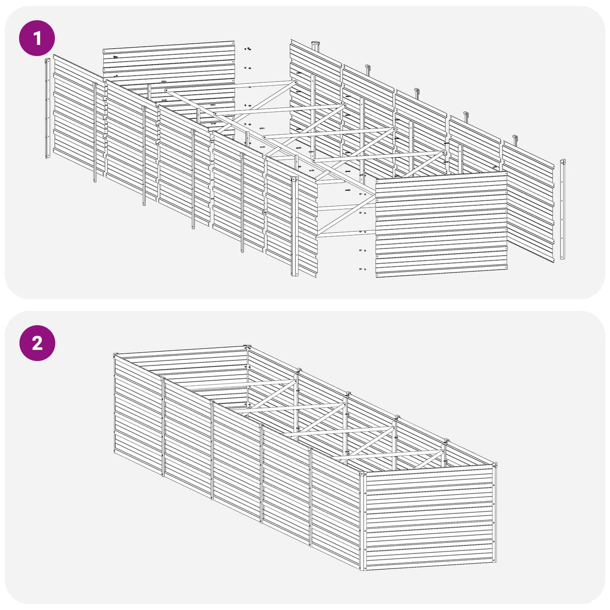 Grey Steel Raised Garden Bed 400x80x55cm