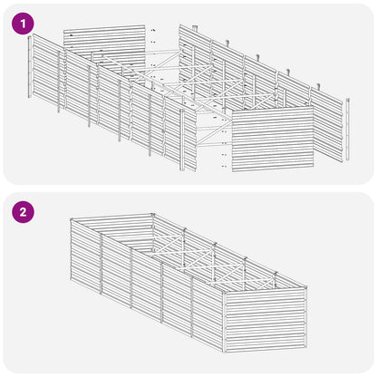 Grey Steel Raised Garden Bed 400x80x55cm