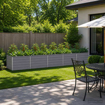 Grey Steel Raised Garden Bed 400x80x55cm