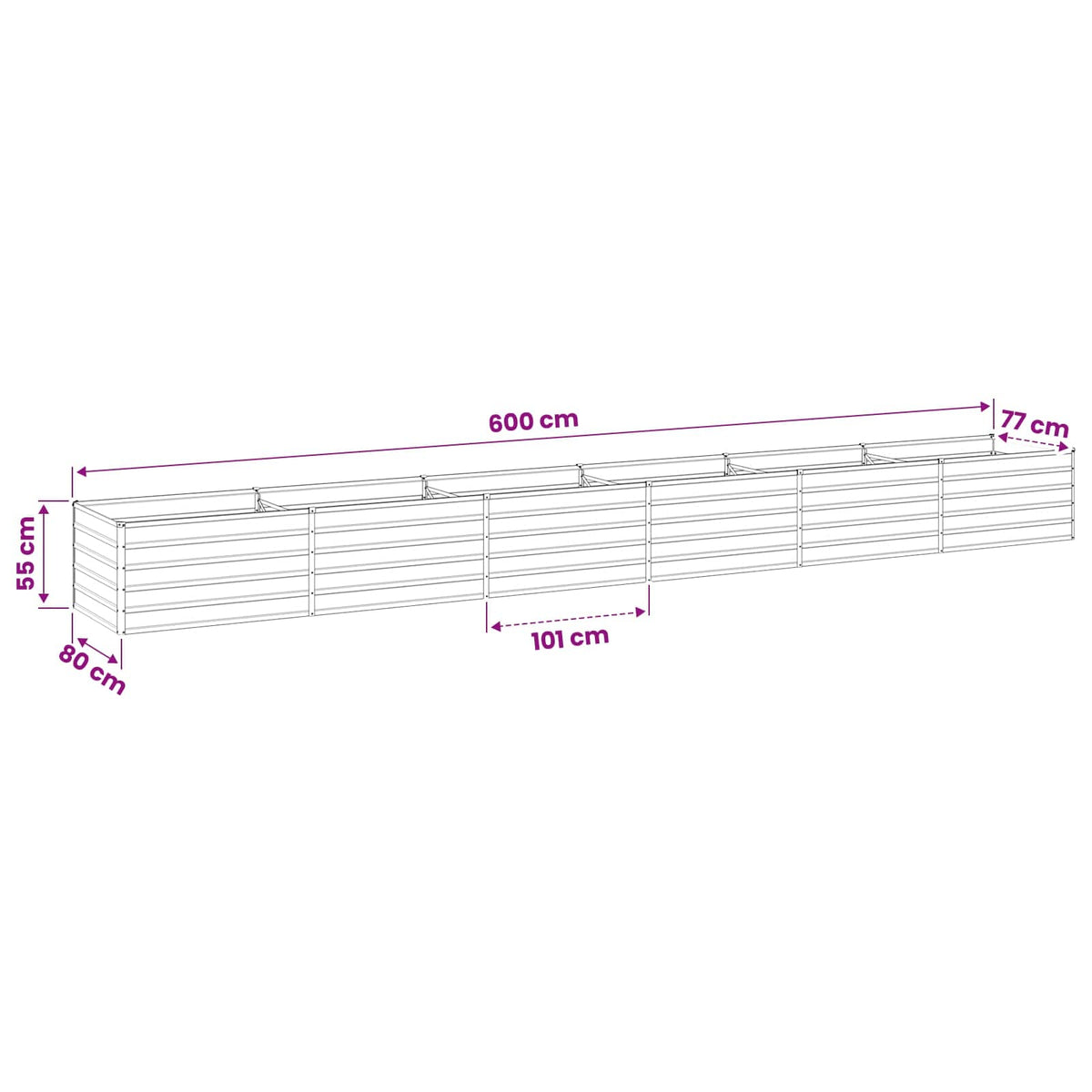 Raised Garden Bed Anthracite Steel 600x80x55cm