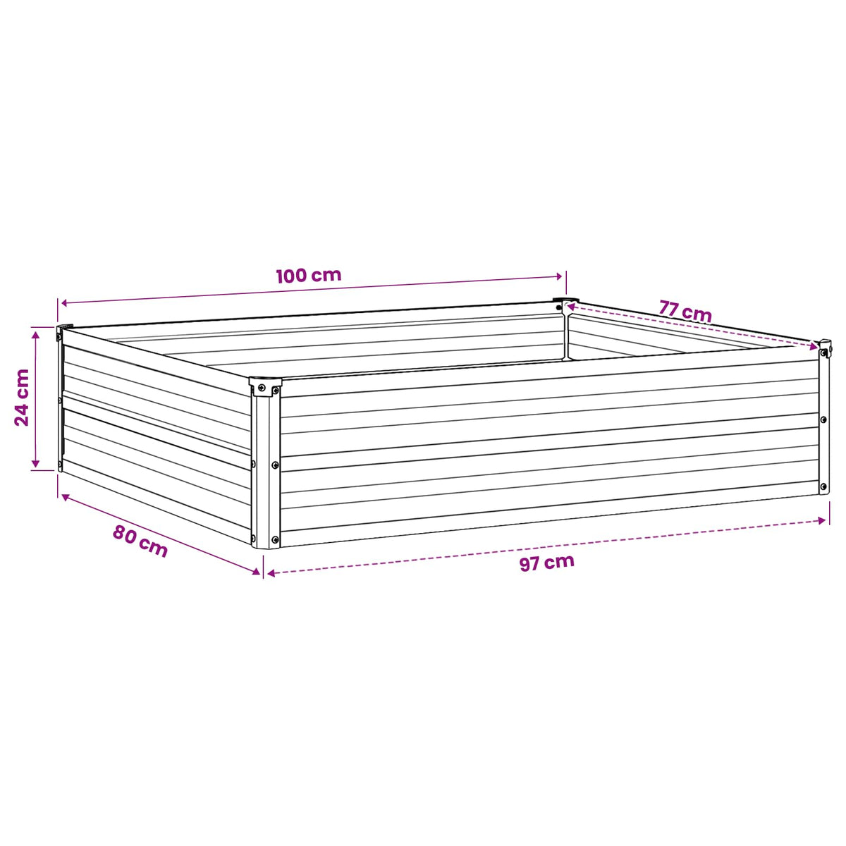 Raised Garden Bed Anthracite Steel 100x80x24cm