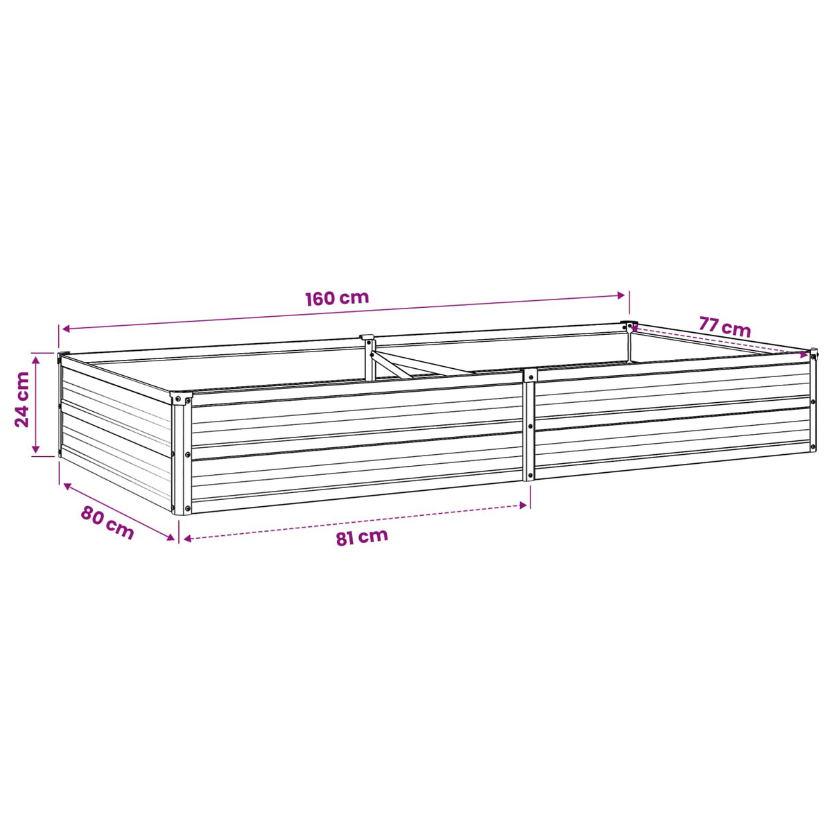 Steel Raised Garden Bed Anthracite 160x80x24cm