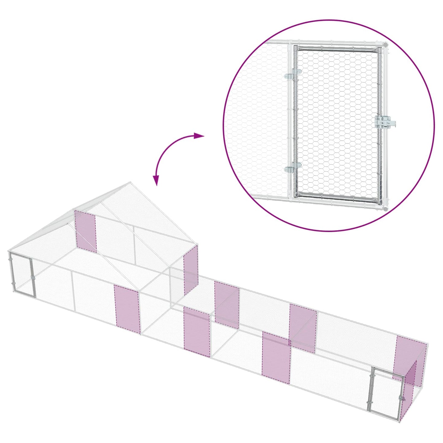 Chicken Coop Silver Yard 8 m x 2 m x 1.9 m