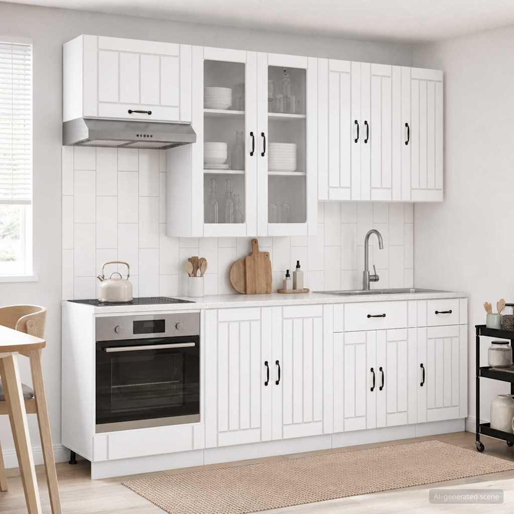 Kitchen Cabinet Set 8 Piece White | HomeAndLiving