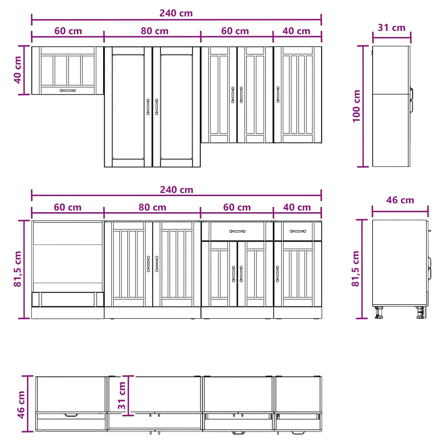 Kitchen Cabinet Set 8 Piece White | HomeAndLiving - 8