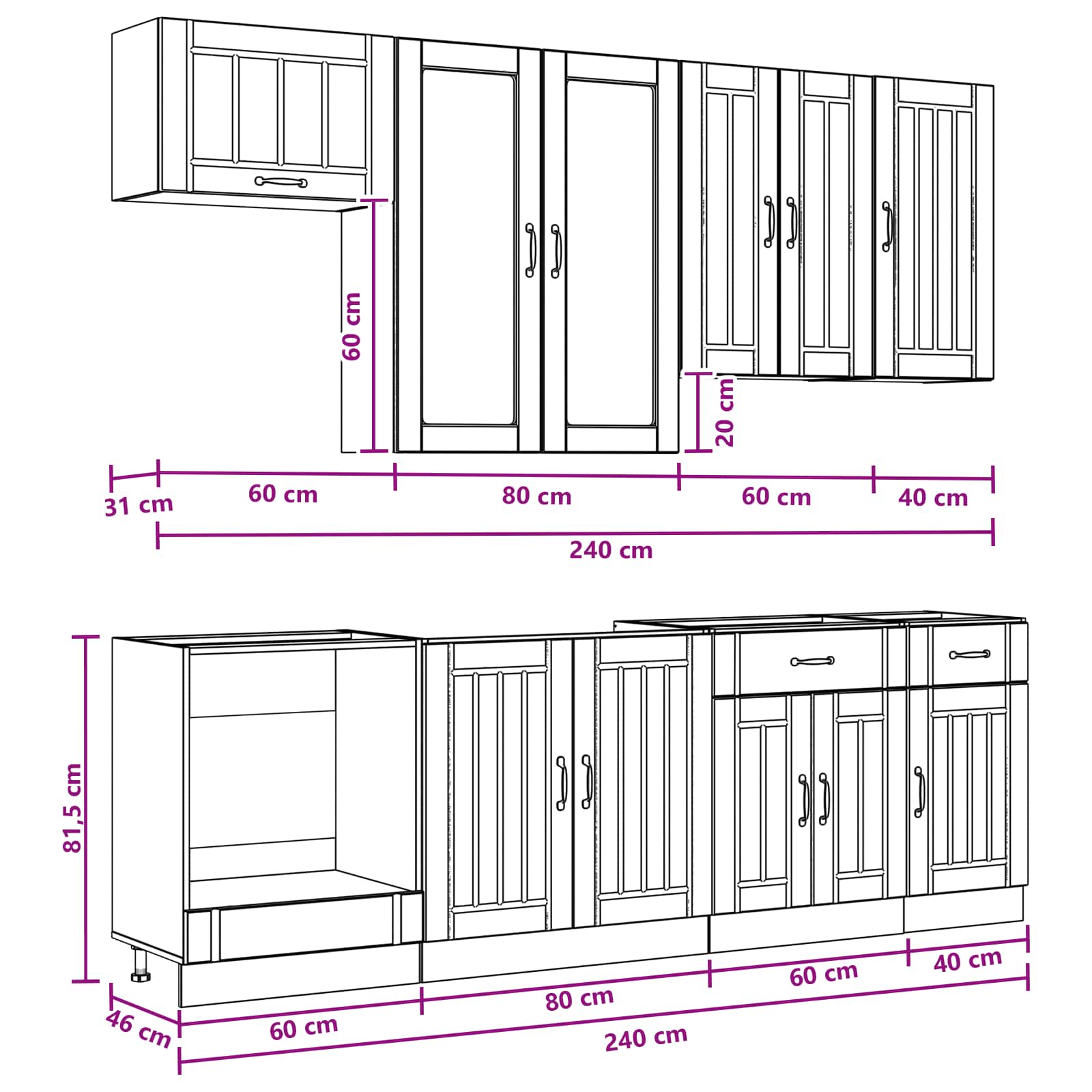 Kitchen Cabinet Set 8 Piece White | HomeAndLiving - 9