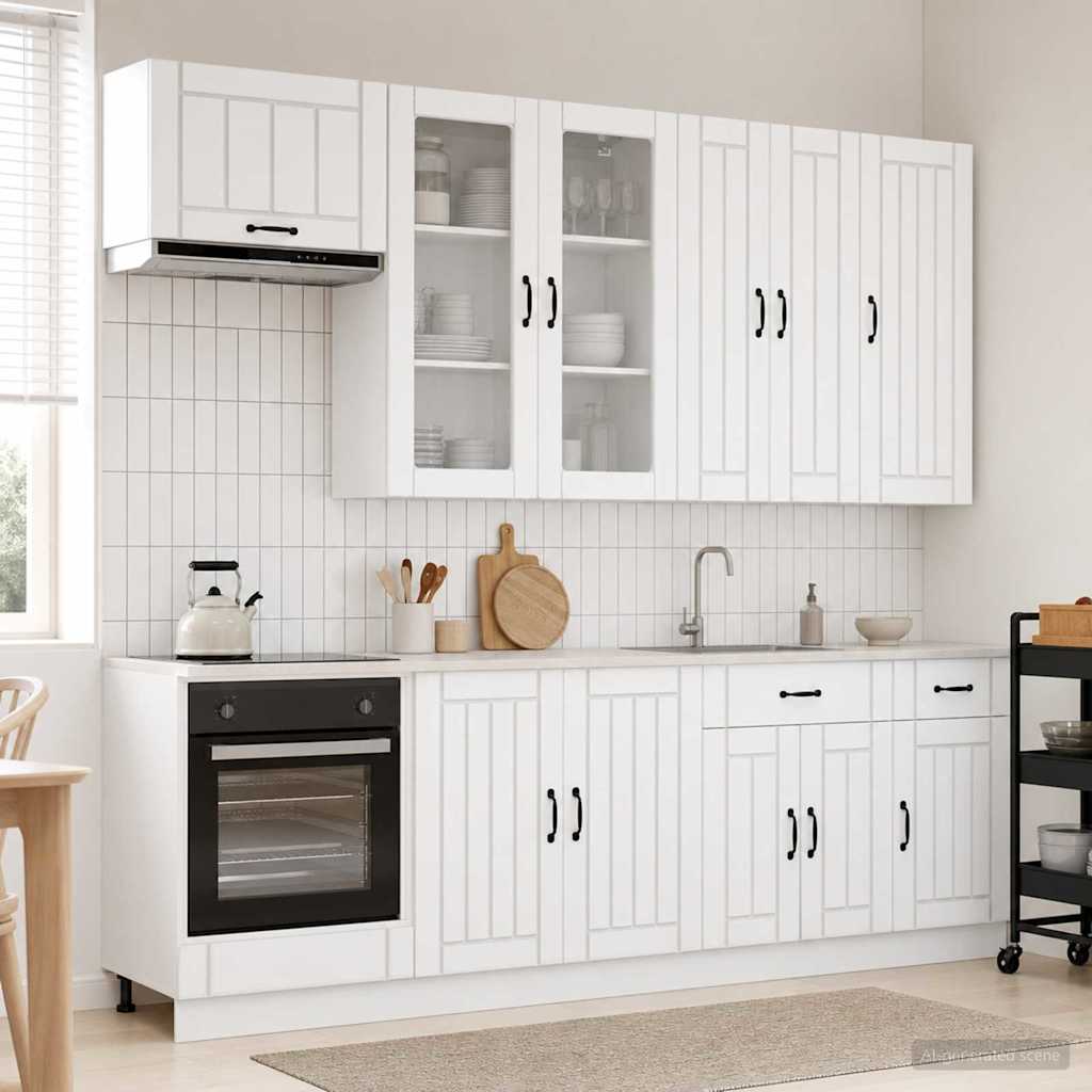 White Kitchen Cabinet Set 8 Piece Engineered Wood | HomeAndL