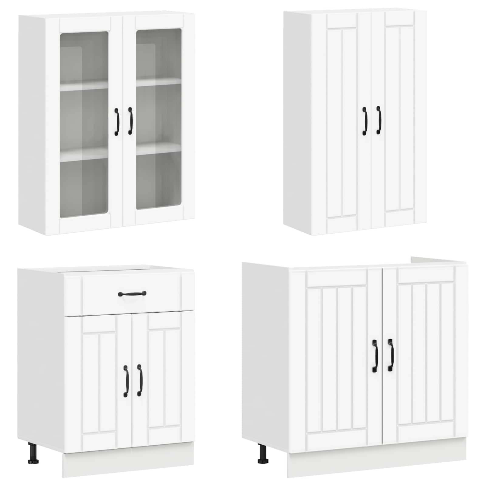 White Kitchen Cabinet Set 8 Piece Engineered Wood | HomeAndL - 3